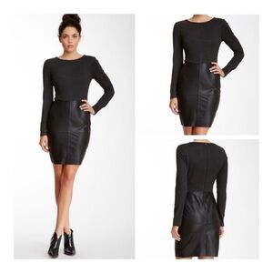 Trina Turk Sutherland Black Leather Skirt Dress